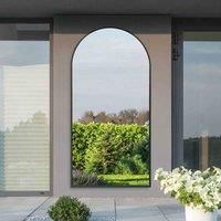 MirrorOutlet Arcus - Black Framed Arched Leaner / Wall Outdoor Garden Mirror 79" x 39" (200 x 100CM)