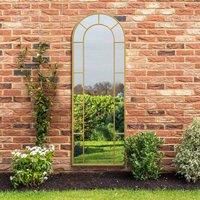 MirrorOutlet Arcus - Gold Framed Arched Leaner Outdoor Garden Wall Mirror 67'' x 24'' (170cm x 60cm)