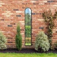 MirrorOutlet Arcus - Black Framed Arched Leaner Outdoor Garden Wall Mirror 67'' x 12'' (170cm x 30cm)