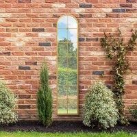 MirrorOutlet Arcus - Gold Framed Arched Leaner Outdoor Garden Wall Mirror 75'' x 16'' (190cm x 40cm)