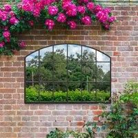 MirrorOutlet Arcus - Black Framed Arched Wall Outdoor Garden Mirror 43'' x 29'' (110cm x 75cm), Black