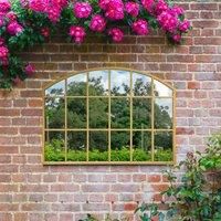 MirrorOutlet Arcus - Gold Framed Arched Wall Outdoor Garden Mirror 35'' x 26'' (90cm x 65cm), Gold