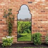 MirrorOutlet Arcus - Black Framed Arched Leaner/Wall Outdoor Garden Mirror 71'' x 28'' (180 x 70cm)