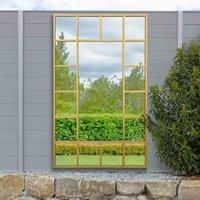MirrorOutlet Genestra - Gold Modern Wall & Leaner Outdoor Garden Mirror 71''x 43'' 180 x 110cm