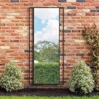 MirrorOutlet Genestra - Black Modern Wall & Leaner Outdoor Garden Mirror 79''x 35'' 200 x 90cm