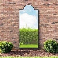 MirrorOutlet Genestra - Black Modern Wall & Leaner Outdoor Garden Mirror 75''x 33'' 190 x 85cm