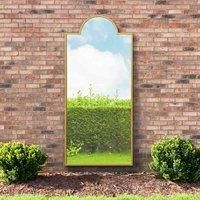 MirrorOutlet Genestra - Gold Contemporary Wall & Leaner Outdoor Garden Mirror 75''x 33'' 190 x 85cm