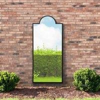 MirrorOutlet Genestra - Black Contemporary Wall & Leaner Outdoor Garden Mirror 67''x 29'' 170 x 75cm