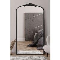 Mirroroutlet Crown - Black Metal Framed Arched Wall Mirror With Decorative Crown 68inch X 38inch 174Cm X 96Cm