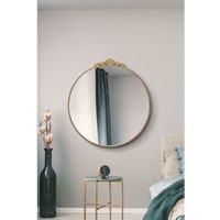 Mirroroutlet Crown - Gold Metal Framed Round Decorative Wall Mirror 39inch X 39inch 100X100Cm