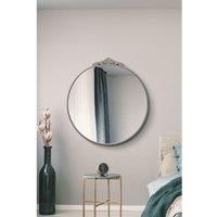 Mirroroutlet Crown - Silver Metal Framed Round Decorative Wall Mirror 39inch X 39inch 100X100Cm
