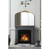 Mirroroutlet Crown - Gold Metal Framed Arched Wall Mirror With Decorative Crown 40inch X 31inch 102Cm X 80Cm