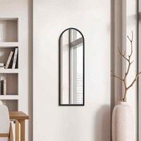 MirrorOutlet Arcus - Black Metal Framed Arched Wall Mirror 47" X 16" (120cm X 40cm)