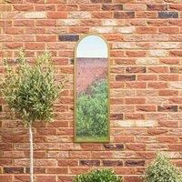 MirrorOutlet Arcus - Gold Metal Framed Arched Outdoor Garden Wall Mirror 47" X 16" (120CM X 40CM)