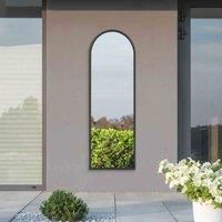 MirrorOutlet Arcus - Black Metal Framed Arched Outdoor Garden Wall Mirror 63" X 21" (160CM X 53CM)