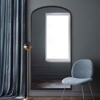 MirrorOutlet Angustus - Black Metal Framed Arched Wall Leaner Mirror 67"x33" (170X85cm)