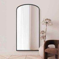 MirrorOutlet Angustus - Black Metal Framed Arched Wall Leaner Mirror 79"x39" (200X100cm)
