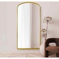 MirrorOutlet Angustus - Gold Metal Framed Arched Wall Leaner Mirror 79"x39" (200X100cm)