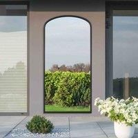 MirrorOutlet Angustus - Black Metal Framed Arched Outdoor Garden Wall Mirror 67"x33" (170 x 85CM)