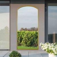 MirrorOutlet Angustus - Gold Metal Framed Arched Outdoor Garden Wall Mirror 67"x33" (170 x 85CM)