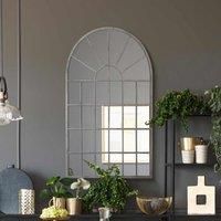 MirrorOutlet Dorset - Off White Metal Framed Arched Window Wall Mirror 31inch X 20inch 79cm X 51cm
