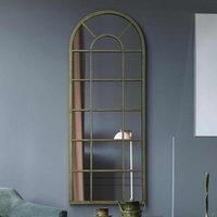 MirrorOutlet Dorset - Rustic Green Country Metal Framed Arched Leaner Wall Mirror 55inch X 22inch 140cm X 56cm
