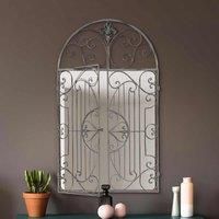 MirrorOutlet Kirkby - Rustic White Metal Framed Arched Wall Mirror Closed Doors 40inch X 24inch 102cm X 61cm