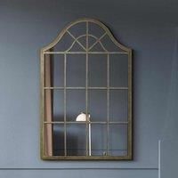 MirrorOutlet Kirkby - Decorative Green Country Metal Framed Arched Wall Mirror 36inch X 25inch 92cm X 63cm