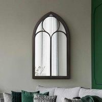 MirrorOutlet Somerley - Rustic Black Metal Chapel Arched Decorative Wall Or Leaner Mirror 44inch X 24inch 111cm X 61cm