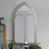 MirrorOutlet Somerley - Extra Large Rustic Metal Chapel Arched Decorative Wall Or Leaner Mirror Stone Colour 60inch X 32inch 150cm X 81cm