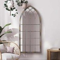 MirrorOutlet Somerley - Extra Large Rustic Metal Arched Decorative Wall Or Leaner Mirror 63inch X 28inch 161cm X 72cm