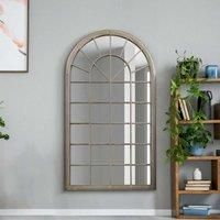 MirrorOutlet Somerley - Extra Large Country Rustic Framed Arched Leaner Metal Wall Mirror 63inch X 36inch 160cm X 91cm Stone Colour