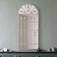 MirrorOutlet Somerley - Extra Large Rustic Framed Arched Gothic Window Style Wall Mirror 55inch X 26inch 140cm X 65cm Stone Colour