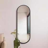 MirrorOutlet Vultus Black Metal Framed Double Arched Wall Mirror 63inch X 22inch 160cm X 55cm