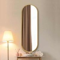 MirrorOutlet Vultus Gold Metal Framed Double Arched Wall Mirror 63inch X 22inch 160cm X 55cm