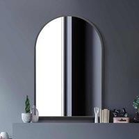 MirrorOutlet Arcus Black Metal Framed Arched Wall Mirror 47inch X 31inch 120cm X 80cm