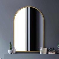 MirrorOutlet Arcus Gold Metal Framed Arched Wall Mirror 47inch X 31inch 120cm X 80cm