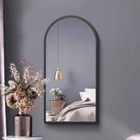 MirrorOutlet Arcus Black Metal Framed Arched Wall Mirror 31inch X 16inch 80cm X 40cm