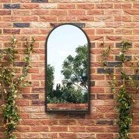MirrorOutlet Arcus Black Arched Outdoor Wall Mirror 31''