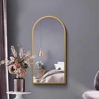 MirrorOutlet Arcus Gold Metal Framed Arched Wall Mirror 31inch X 16inch 80cm X 40cm
