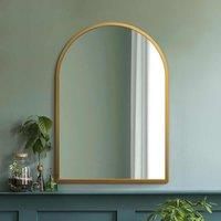MirrorOutlet Arcus Gold Metal Framed Arched Wall Mirror 39inch X 27inch 100cm X 70cm