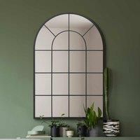 MirrorOutlet Arcus Black Framed Arched Window Wall Mirror 47inch X 31inch 120 X 80cm