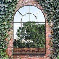 MirrorOutlet Arcus Black Arched Window Outdoor Mirror