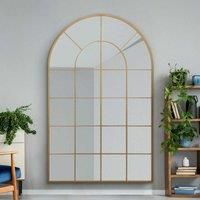 MirrorOutlet Arcus Gold Framed Arched Window Full Length Leaner Wall Mirror 75" X 47" (190 X 120cm)