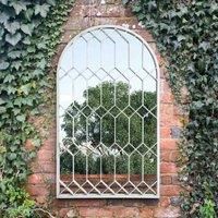 MirrorOutlet Arcus 'Off' White Arched Outdoor Wall Mirror