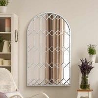MirrorOutlet Arcus 'off' White Metal Framed Arched Wall Mirror 49inch X 30inch 125cm X 75cm