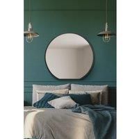 Mirroroutlet Circulus - Black Framed Flat Bottom Circular Wall Mirror - Perfect For The Mantle 33inch X 31inch 84Cm X 80Cm