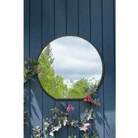 Mirroroutlet Circulus - Black Framed Flat Bottom Circular Garden Outdoor Wall Mirror 33inch X 31inch 84Cm X 80Cm