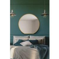 The Circulus - Gold Framed Flat Bottom Circular Wall Mirror - Perfect for the Mantle! 33" X 31" (84CM X 80CM)