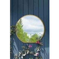 Mirroroutlet Circulus - Gold Framed Flat Bottom Circular Garden Wall Mirror 33inch X 31inch 84Cm X 80Cm